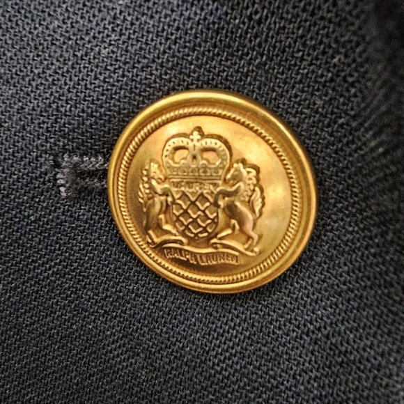 Lauren Ralph Lauren Navy Wool Blazer Signature Crown Crest Chest Pocket Sz 14 - Picture 10 of 14